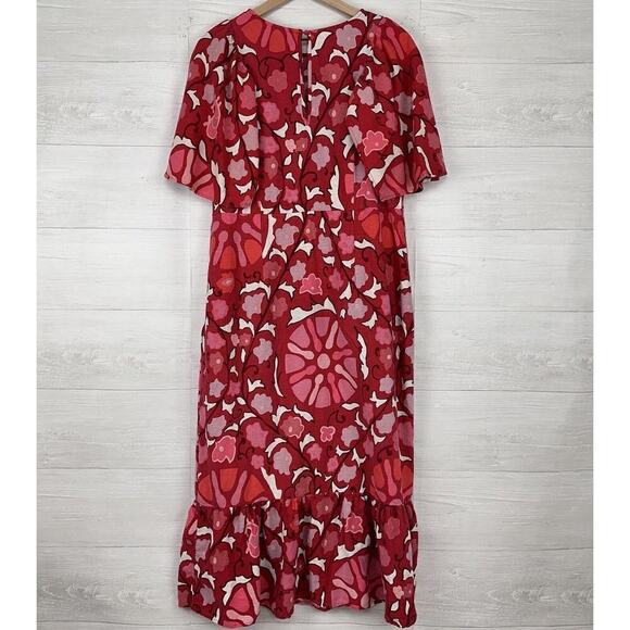RHODE x Target Zinnia Linen Blend Floral Bell Sleeve Midi Dress Size XL / 17 - Picture 7 of 16